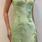 Green Mermaid V Neck Appliques Satin Open Back Long Prom Dress Outfits SH1820