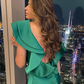 Charming Sheath Green Satin Open Back Long Prom Dress Evening Dress SH2094