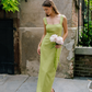 Fresh Green Sheath Straps Satin Long Bridesmaid Dress Prom Dress SH6315
