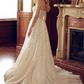 Shiny Sequin Beaded A Line Sweetheart Neck White Tulle Long Wedding Dress SH6045