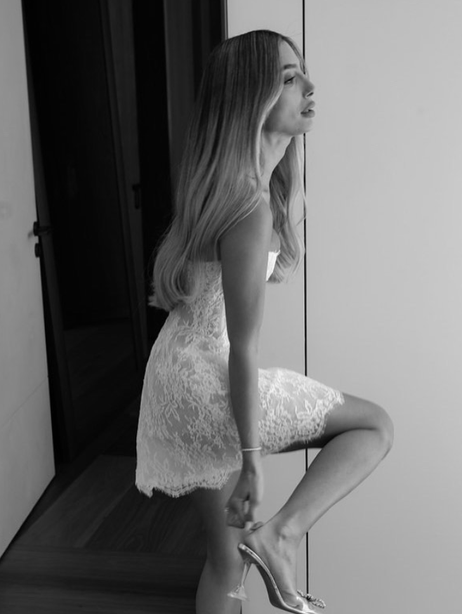 Cute A Line Strapless White Lace Short Homecoming Dress Birthday Dress SH4656