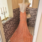 Shiny Orange Mermaid Spaghetti Strap Sequin Open Back Evening Dress Prom Dress SH3845