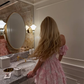 Sweety Pink A Line Off the Shoulder Print Chiffon Short Homecoming Dress Outfits SH6495