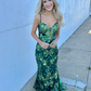 Dazzling Green Sheath Spaghetti Strap Sequin Long Prom Dress Evening Dress SH6771