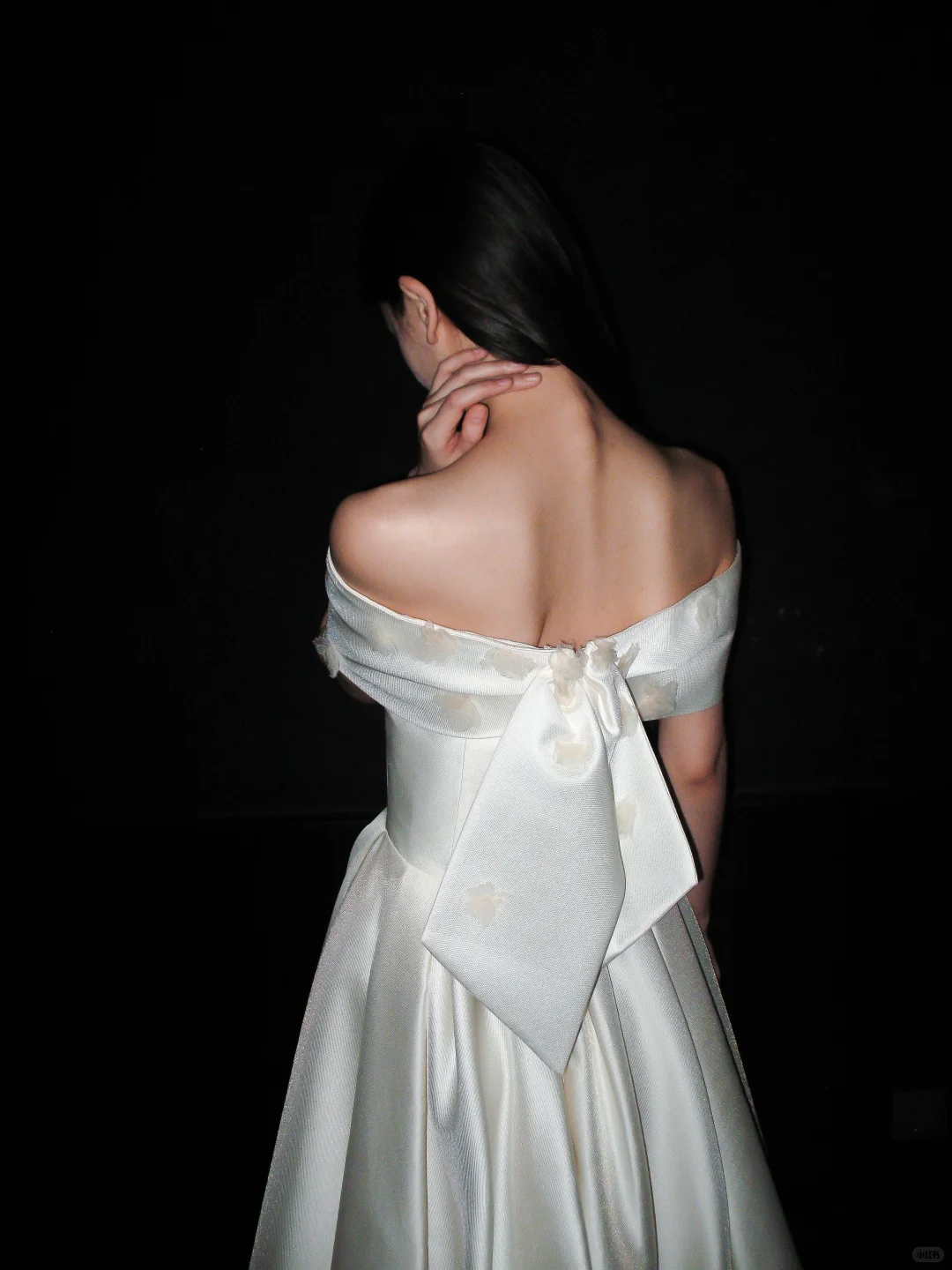 Vintage A Line Off the Shoulder White Simple Satin Long Wedding Dress SH8927
