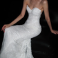 White Mermaid Sweetheart Neck Lace Long Sweep Wedding Dress SH5970