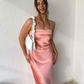Stunning Sheath Strapless Sage Green Satin Bridesmaid Dress Evening Dress SH2837