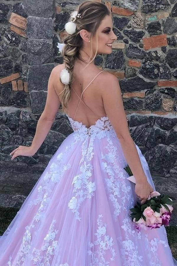 Pink Princess Tulle Appliques Long Prom Dress Quinceanera Dress Ball Gown Wedding Dress SH996