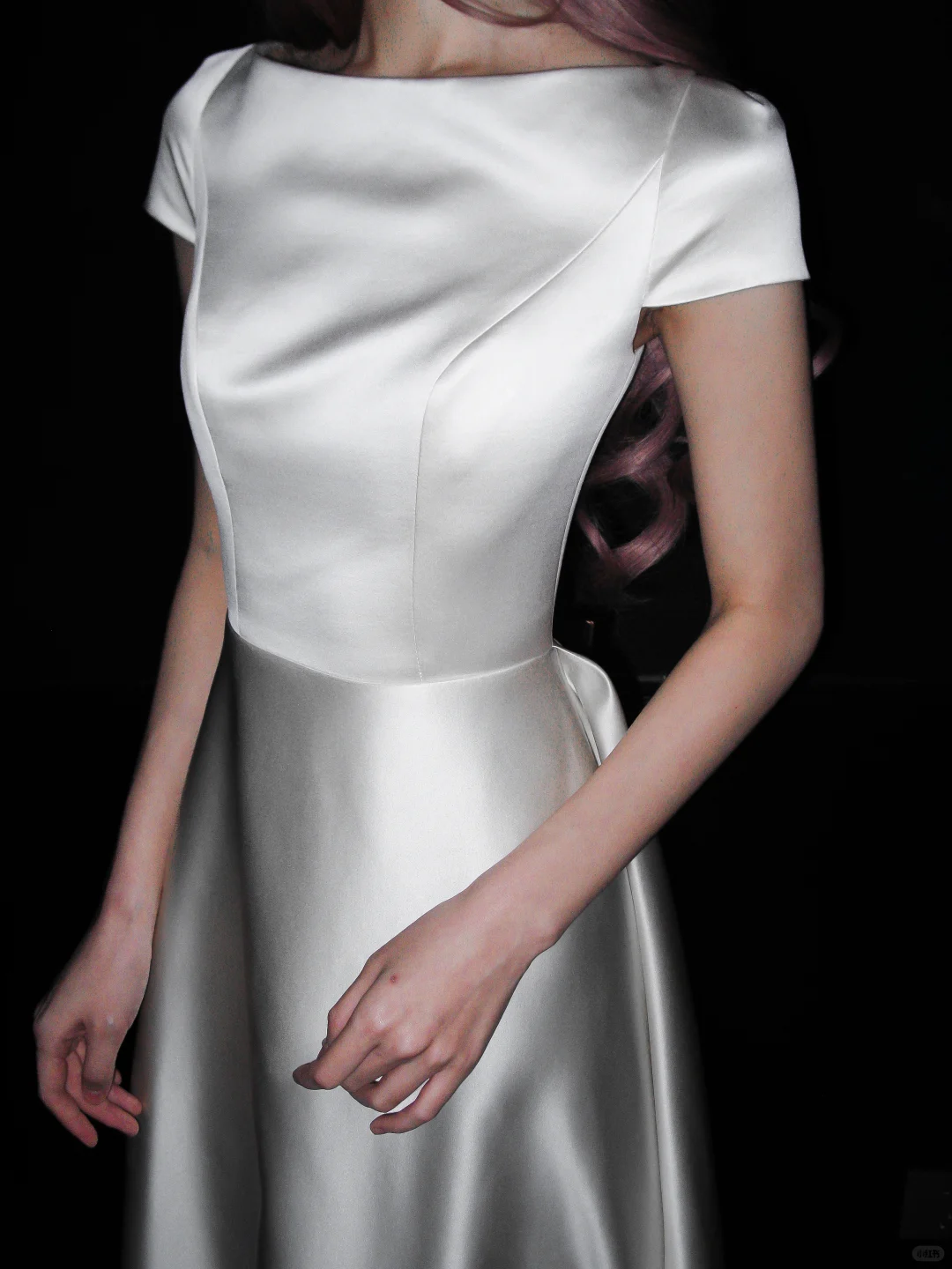 Vinatge Simple A Line White Satin Long Prom Dress Wedding Dress SH4968