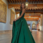 Gentle Green A Line One Shoulder Satin Long Prom Dress Evening Dress SH2502
