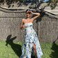 Strapless Print Floral Long Prom Dress Evening Gown  SH964