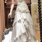 Vintage Stunning A Line Sweetheart Neck 3D Floral Layered White Chiffon Wedding Dress Prom Dress SH5882