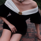 New A Line Puff Black White Satin Short Homecoming Dress Cocktail Dress SH3354