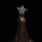 Shiny Champagne Gold One Shoulder Sequin Prom Dress Graduation Prom Dress SH5432