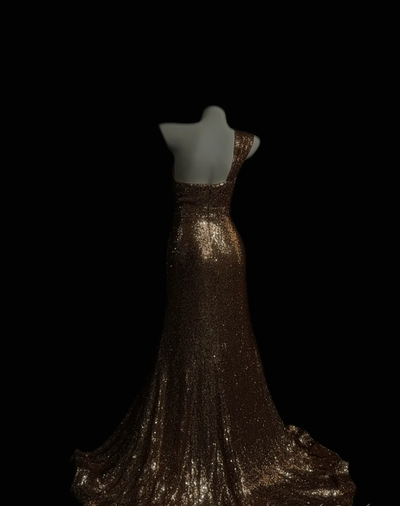 Shiny Champagne Gold One Shoulder Sequin Prom Dress Graduation Prom Dress SH5432