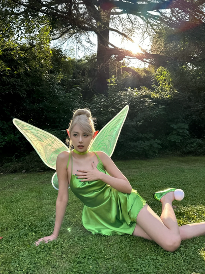 Cute A Line Spaghetti Strap Green Satin Open Back Homecoming Dress Party Dress SH3420