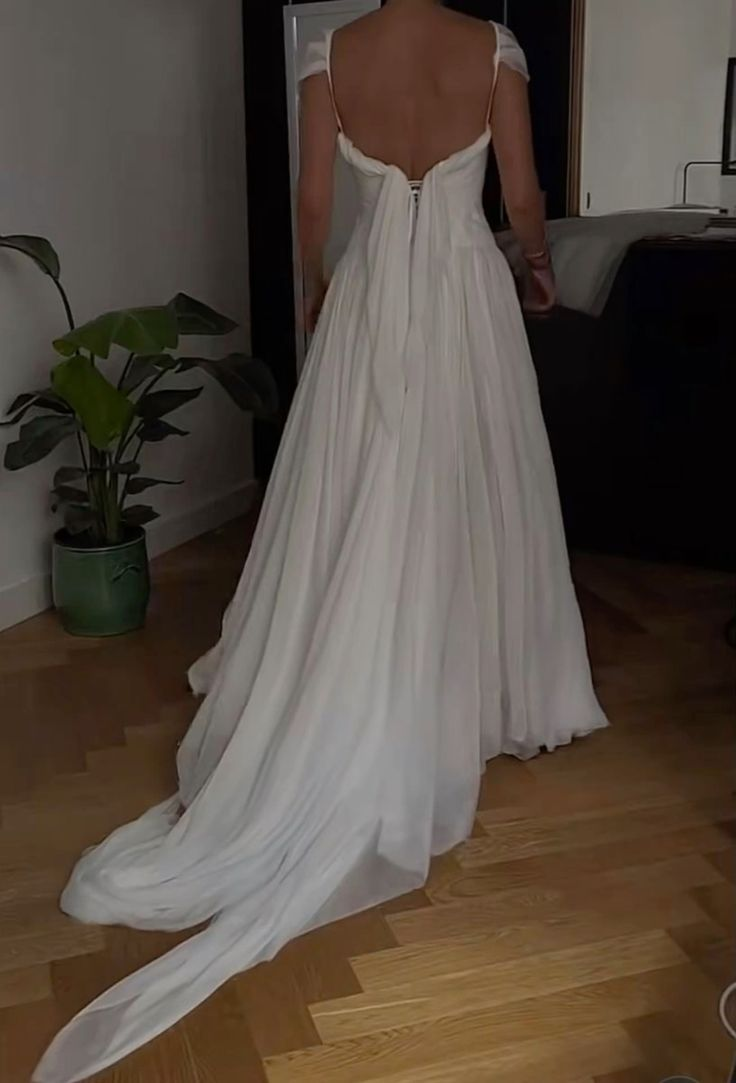Beautiful White Chiffon A Line Prom Dress Wedding Dress SH1227