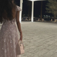 Light Pink A Line Exquisite Beaded Floral Tulle Prom Dress Wedding Guest Dress SH4724