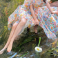 Unique Print Floral A Line Off the Shoulder Chiffon Long Prom Dress Party Dress SH4034