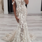Romantic Mermaid Spaghetti Strap Lace Long Train Wedding Dress SH7104