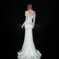 Elegant Mermaid Long Sleeve White Satin Long Sweep Wedding Dress SH5227