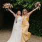 Simple Mermaid Halter Yellow Satin Open Back Bridesmaid Dress Evening Dress SH2796