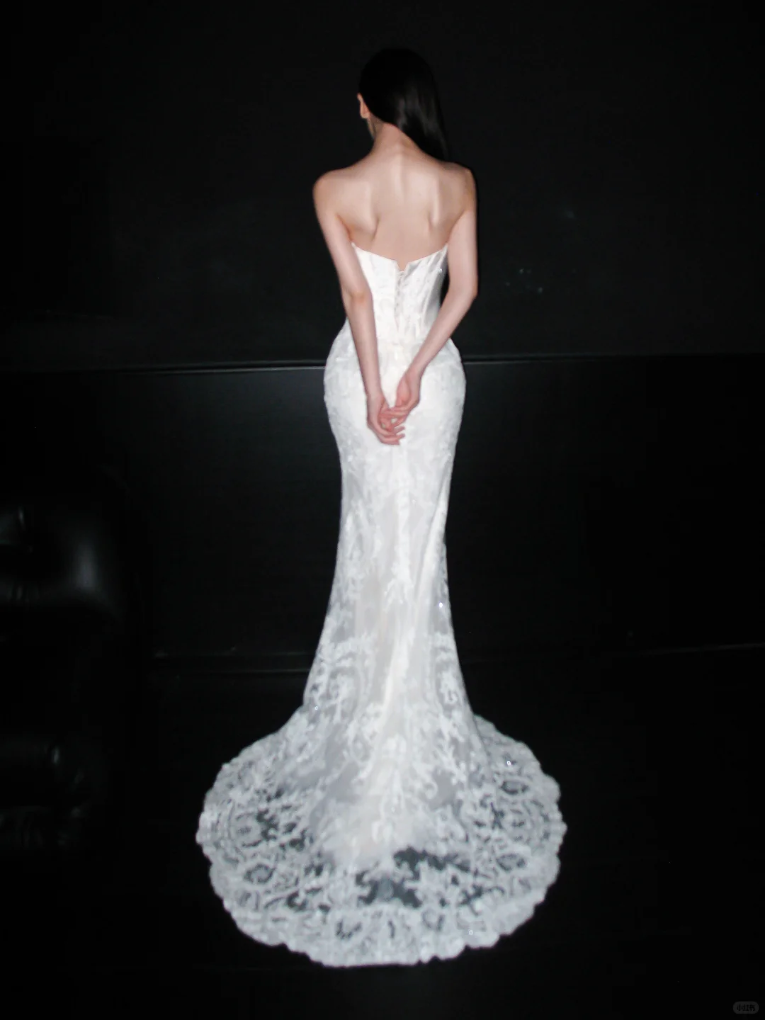 Glamorous Mermaid Strapless Corset White Beaded Sequin Lace Long Wedding Dress SH8922