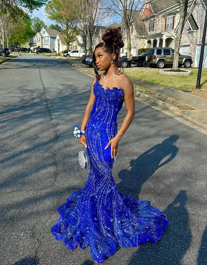 Elegant Royal Blue Sequin Beaded Appliques Mermaid Prom Dress Evening shinydress Elegant Royal Blue Sequin Beaded Appliques Mermaid Prom Dress Evening shinydress