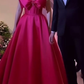Beautiful Hot Pink Strapless Long Party Dress With Bow SH1425