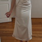 Gentle Simple Mermaid Light Apricot Satin Evening Dress Party Dress Formal Dress SH3954