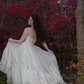 Princess Ball Gown Strapless Ivory Lace Satin Long Prom Dress Party Dress SH5317