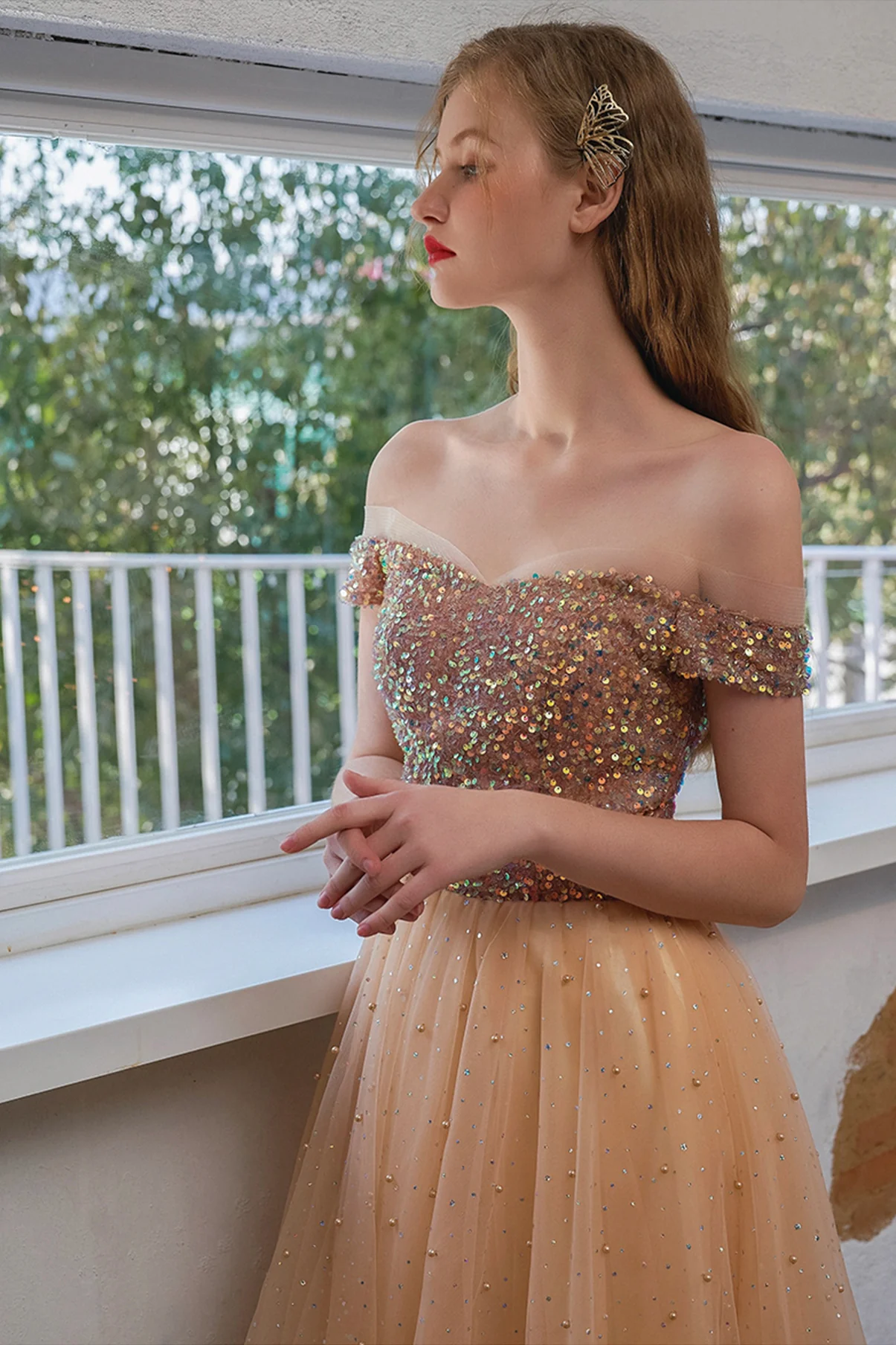 Sweet Off-the-shoulder Tulle Homecoming Prom Dress SH574