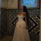 Vintage Ball Gown Off the Shoulder Satin Lace Prom Dress Wedding Dress SH4479