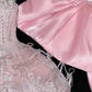 Pink Bow A Line Strapless Silver Sequin Beaded Tulle Homecoming Dress Party Dress SH3418