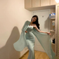 Mint Green Mermaid Sweetheart Neck Chiffon Satin Prom Dress Party Dress Date Dress SH3987
