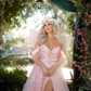 Fairy A Line Off the Shoulder Sequin Pink Tulle Long Prom Dress Evening Dress with Slit SH2214