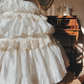 Stunning Retro Ball Gown Strapless Lace Applique Layered Satin Wedding Dress Prom Dress SH5889