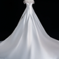 Elegant A Line Spaghetti Strap Beaded  White Satin Wedding Dress Prom Dress SH4112