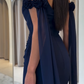 Baby Blue Sheath Off the Shoulder Floral Chiffon Satin Prom Dress SH5546