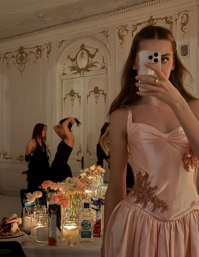 Pink A Line Spaghetti Straps Appliques Satin Short Homecoming Dress Party Dress SH4844