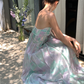 Dreamy Multi-color A Line Strapless Ruffle Chiffon Long Prom Dress Party Dress SH4038