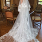 Gentle Mermaid Spaghetti Strap White Lace Long Train Wedding Dress SH6098