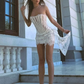 White Sheath Strapless Lace Short Homecoming Dress Outfits SH4519