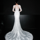 Elegant Mermaid Long Sleeve V Neck Lace Tulle Long Train Wedding Dress SH6614