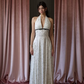 Classic Polka Dot A Line V Neck Satin Backless Prom Dress Outfits SH5315