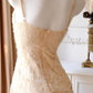 Shiny Vintage A Line V Neck Beaded Apricot Lace Chiffon Short Homecoming Dress SH5333