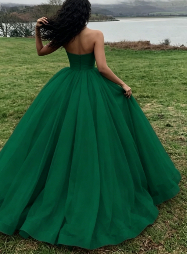 Green ball gown organza green puffy prom dress SA1573