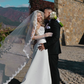 Pretty A Line Strapless Rhinestone Pearls White Satin Long Prom Dress Wedding Dress SH1837