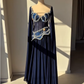 Stunning Navy Blue A Line Exquisite Pearl Beaded Chiffon Tulle Graduation Prom Dress SH5331