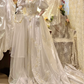 Vintage Ball Gown Puff Beaded Appliques White Satin Prom Dresses 18th Birthday Dresses SH4644